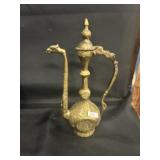 vintage brass dragon hand etched ewer pitcher