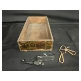 Vintage Wooden Crate/Knives/Bottle Openers