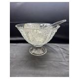 Jeannette Feather Pattern Punch Bowl Cups Ladle
