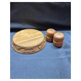 Hand Carved Monkey Pod Bowl/Wood S&P
