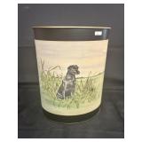 Vtg Pixie Products Metal Trash Can-Black Lab Motif