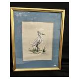 Framed Needlepoint Heron-see notes