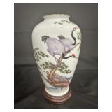 1983 Kyoto Imperial Crane Japanese Porcelain Vase