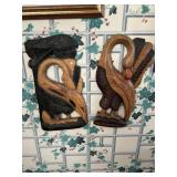 Hand Carved Wooden Sankofa Bird Sculptures
