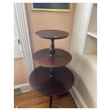 vintage three-tier mahogany dumbwaiter table