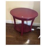 round red wooden accent end table