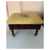 Needlepoint Top Foot Stool With Storage