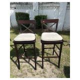 Pair of Dark Wood Counter Stools
