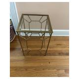Metal and Glass Geometric Side Table