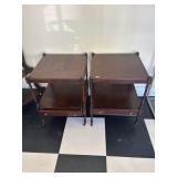 Pair of Traditional Two Tier Mahogany End Tables