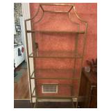 Gold Metal Glass Etagere/Bookcase