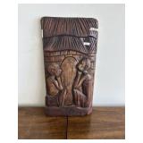 Hand Carved Wooden Relief Wall Plaque