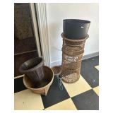 Wicker Plant Stand and Containers