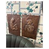 vintage handcrafted repoussï¿½ copper wall plaques