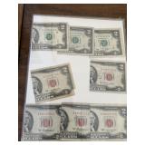 Framed Money Red Seal $2 Bills