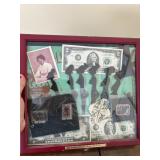 Framed Money/Obama Pin Badges Lot