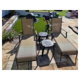 Brown Sling Patio Chaise Lounge Set w/tables