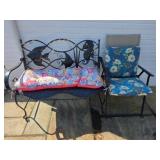 Metal Bench/Woven Chair