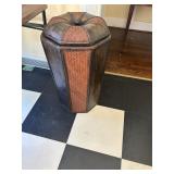 vintage octagonal woven wicker and rattan lidded