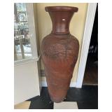 19th Cent Terracotta Floor Vase Dragon Motif 58'