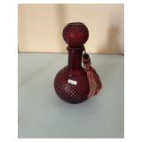 Vintage Ruby Red Diamond Point Decanter