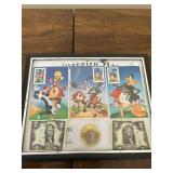 Framed Stamps and Money Lot