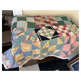 Vintage Patchwork Quilt-slight staining/tearing