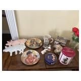 Mixed Lot-decorative plates, metal pigs more