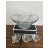 Imperial Glass Whirling Star Punch Bowl Set