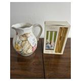 Lenox Candle Holders/ and Bunny Pitcher