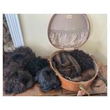 Samsonite Hat Box w/ large selection of wigs (20)
