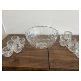 Hazel Atlas Colonial Swirl Punch Bowl w/cups