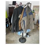 Coat Rack w/denim jackets, jackets/more