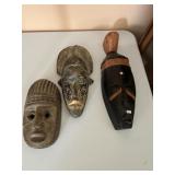 Hand Carved Wooden Tribal Mask Lot