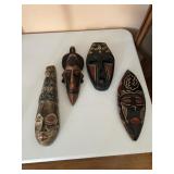 Hand Carved Wooden Tribal Mask Lot