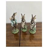 3 Resin Easter Bunny Figures