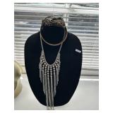 Rhinestone Waterfall Necklace with display & More
