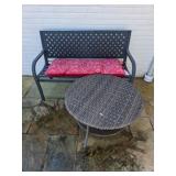 Metal bench/rattan table