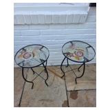 Wrought Iron and Glass Plant Stands