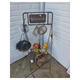 Metal Welcome Plant Stand and Contents