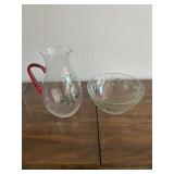 Gorham Pitcher/Arcoroc Festive Bowl