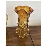 Textured Amber Art Glass Vase