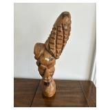 Hand Carved Wooden Sculpture Stylized Face