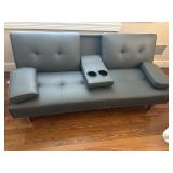 gray faux leather convertible futon sofa bed
