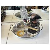 Round Metal Tray with contents