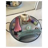 Round Metal Tray with contents