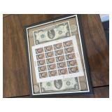 Framed Money and Stamp Lot-Ella Fitzgerald