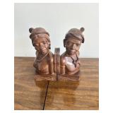 Vintage Hand Carved Tribal Bust Book Ends