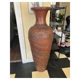 19th Cent Terracotta Floor Vase Dragon Motif 58'
