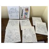 8 Ready to paint canvas boards with paint/brush